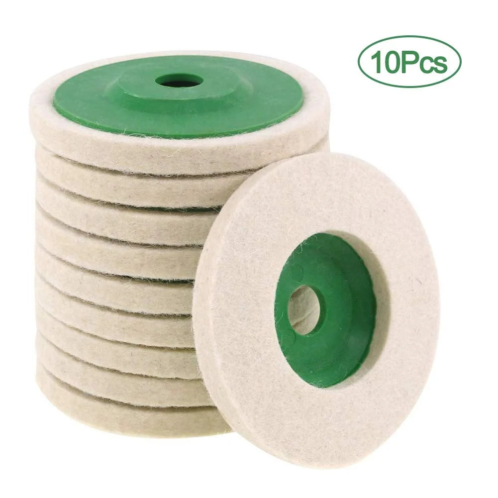 Vibratite Wear-Resistant Angular Wool Felt Disc 4-inch Polishing Abrasive Wheel Pad Hole (100MM)
