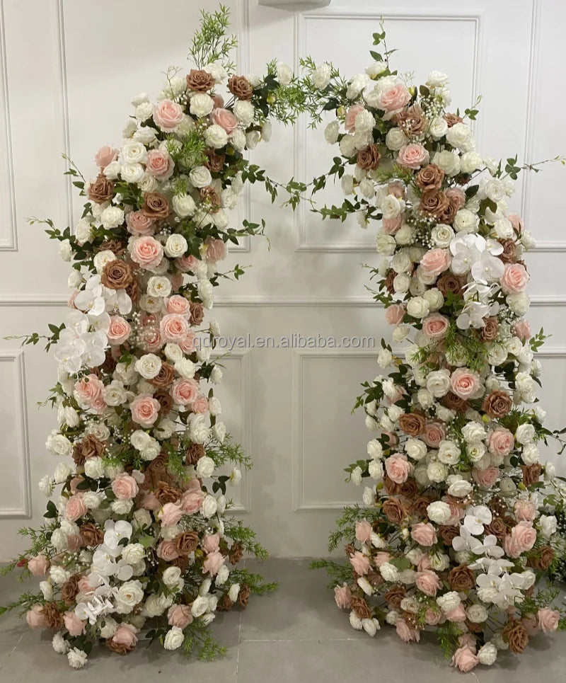 New Arrival Wholesale Wedding Greenery Rose Arch Horn  Flower Backdrop Horn Arch Flower Artificial Flower  for Event Decoration