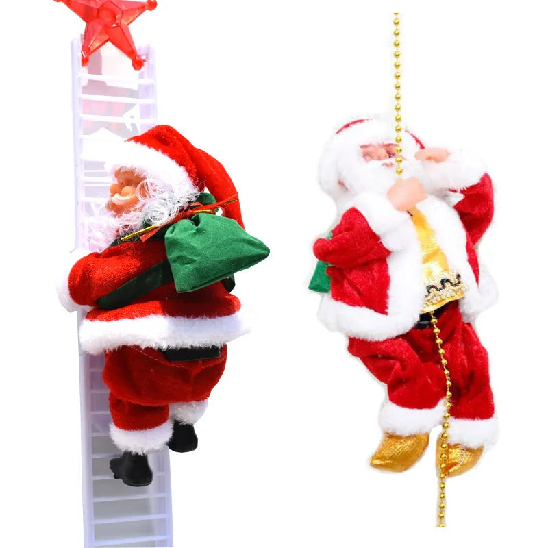 2021 Electric Climbing Ladder Rope Santa Claus Doll With Music and LED Lightfor Christmas Tree Xmas Party Home Door Wall Decor