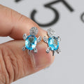 Fashion Multicolor Crystal Animal Earrings Cubic Zircon Stud Earrings Blue Purple Oval Gradient Zircon Turtle Earrings for Women