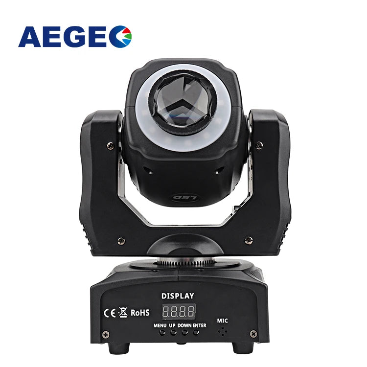 Night Party Triple Prism Mini Led Stage Light 60 Watt Led Moving Head Spot with Rgb Ring
