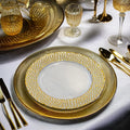13 Inch Round Plastic Eco-Friendly Europe Style Decorative Serving Plates Wedding Table Setting Gold Rimmed Clear Charger Plates
