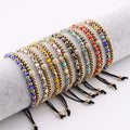 New Design 4mm Glass Evil Eye Beads Gold Plated Stainless Steel Beaded Braided Macrame Bracelet JBS12603