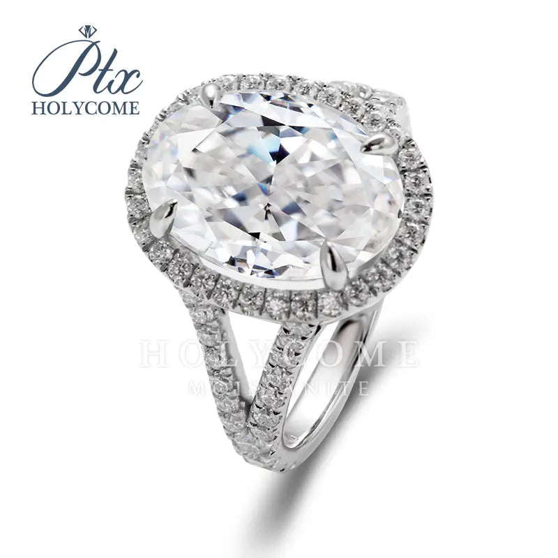 Holycome 14K Solid Gold Oval Engagement Rings With Trapezoid Loose Moissanite Diamond Gemstone Moissanite Ring Moissanite Chain