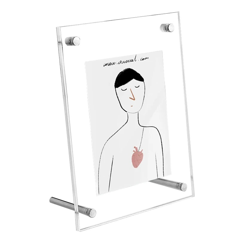 Wholesale Clear Transparent Acrylic Picture Photo Frame for Photo Insert Note Cards With Screw Foots Countertop
