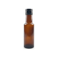 100ml Amber Brown Round Glass Bottle with Screw Cap Small Metal or Plastic Cap Screen Printed Olive Oil Marasca Cooking Oil