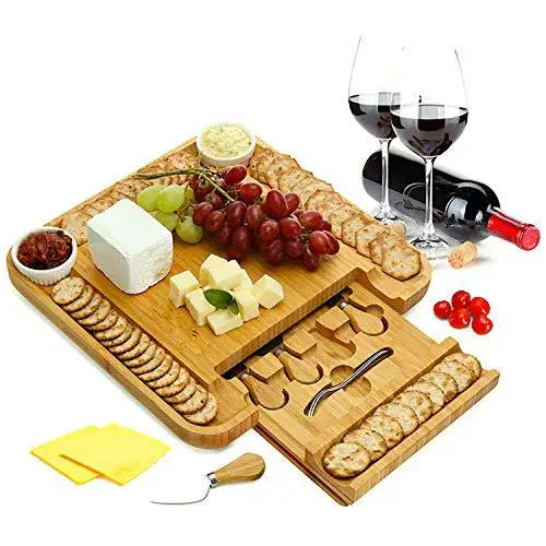 Customized Large Extra Wooden Bamboo Cheese Board Extra Large Charcuterie Platter Serving Tray Set Knife Kitchen Chopping Blocks