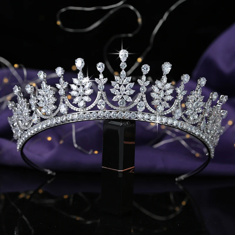 High-end Bridal Tiaras Copper Alloy Cubic Zircon Wedding Hair Accessories Hairband Shining Crystal Crowns BC5680