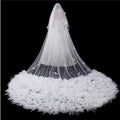 Jachon One Layer Soft Bridal Veil Illusion Tulle Cathedral Veil Mesh Lace Bride Wedding Veils
