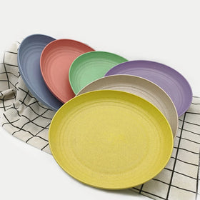 Environmental Protection Unbreakable Wheat Straw Plastic Biodegradable Reusable Eco-Friendly Modern Plate Set for Home School