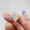 Gorgeous Women Style  3CT Pear Diamond 925 Silver Wedding Bridal  Moissanite Engagement Ring