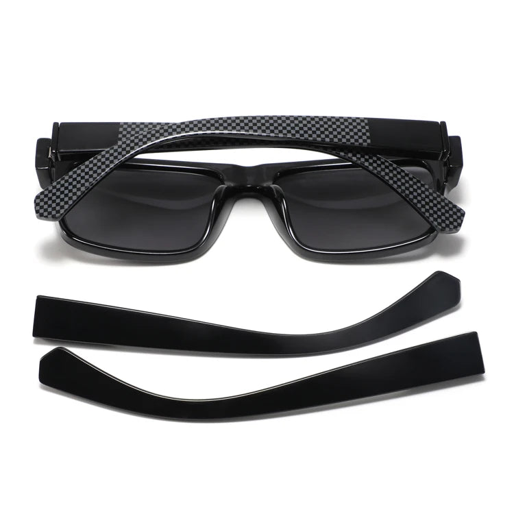 2023 New Designer Custom logo square Polarized Lens Change Temple Sunglasses Men