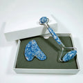 HZ Natural Blue Spot Jasper Heart Gua Sha Face Roller Beauty Set Blue Dot Jade Beauty Tool