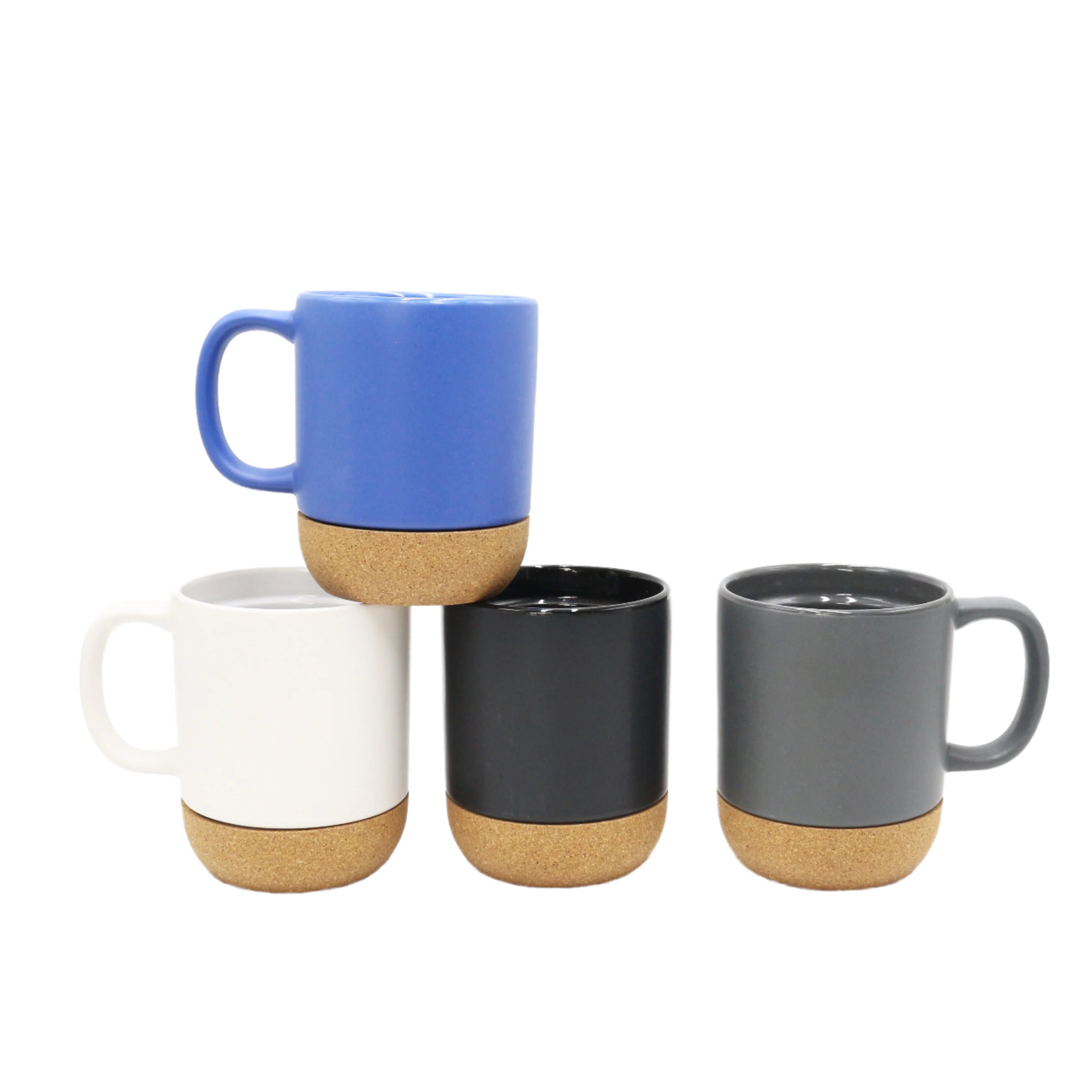 Coffee Cup Cork Bottom Ceramic With Splash Proof Lid Design Suitable for Both Men and Women Black CLASSIC Mugs Sustainable 476g