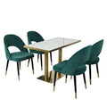Modern Restaurant Furniture Luxury Velvet Metal Dining Chairs Table and Booth Sofa Set