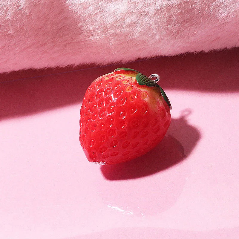 Mini Mix Fruit Resin Charms 3D Strawberry Avocado Lemon Pendants for Necklace Earring