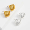 Vintage Style Brass Shell Shape Tiny Earrings Gold Silver Plated Trendy Stud Jewelry for Parties and Engagements