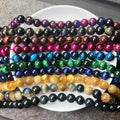 JC Wholesale High Quality Nature Stone Beads Loose Round Colorful tiger Eyes Beads for Bracelet Making