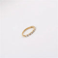 Fenny 18K Gold Plated Wholesale Light Luxury Half Circle Zirconia Pave Stainless Steel Finger Ring Trendy for Women