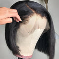 ML Frontal 4*4 Bob Wig Remy Straight Toupee Virgin Cuticle Aligned Hair Machine Made Top Grade Adjustable Base Brazilian Hair