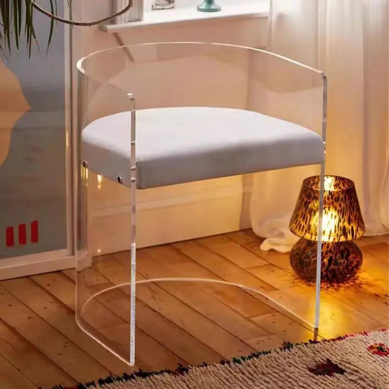 Modern Leisure Chair Transparent Acrylic Stool Seat for Home Office Bedroom Living Room Apartment Dining Hotel Villa Outdoor