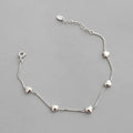 Fashion Women 925 Silver Jewelry Adjustable Chain S925 Heart Bracelet 925 Sterling Silver Heart Bracelet
