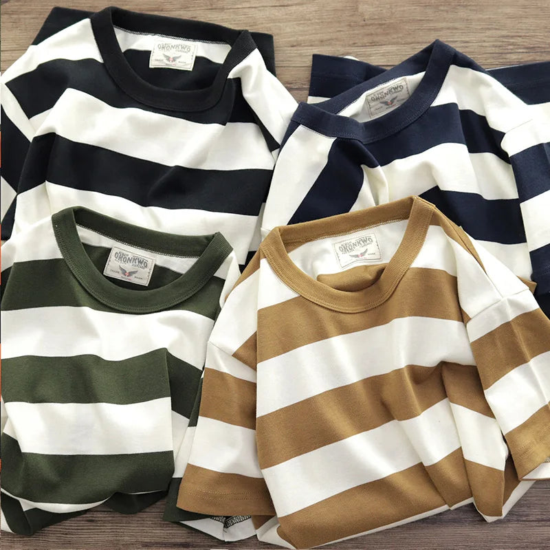 Stripe Hot Supplier Custom  T Shirt 100% Cotton Mens Clothing Designer Wholesale T-Shirt Mens Shirts High Quality