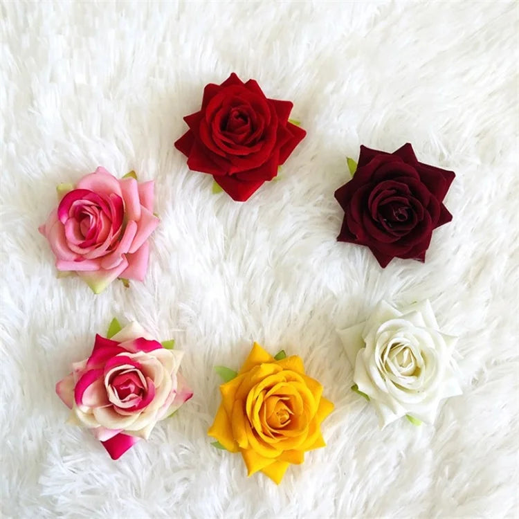 U-3075 Low Price Ready Ship Artificial Silk Rose Flower Heads for Wedding Decoration