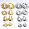 Wholesale Minimalist Women's Stainless Steel Huggie Hoop Earrings Gold Plated Fashion Jewelry