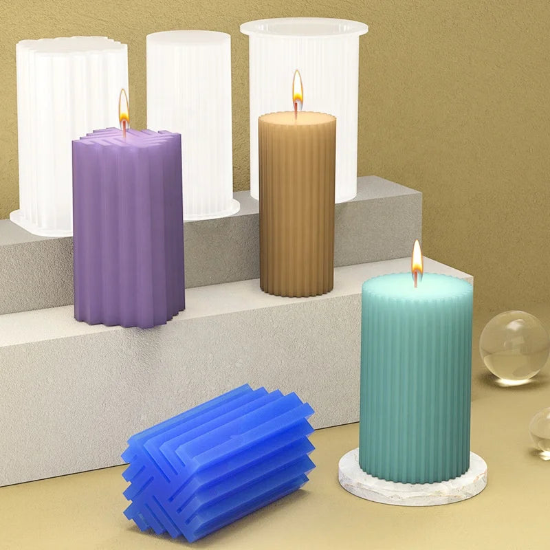 B-5527 Diy Crystal Glue Epoxy Resin Mold Stripe Cylinder Cuboid Candle Silicone Mold Home Decor Wholesale Aromatherapy Wax Mould