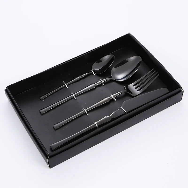 Rainbow Knife Fork Spoon Cutlery Stainless Steel Flatware Slim Handle Stainless Steel Bulk Gold Cutlery Silverware Set