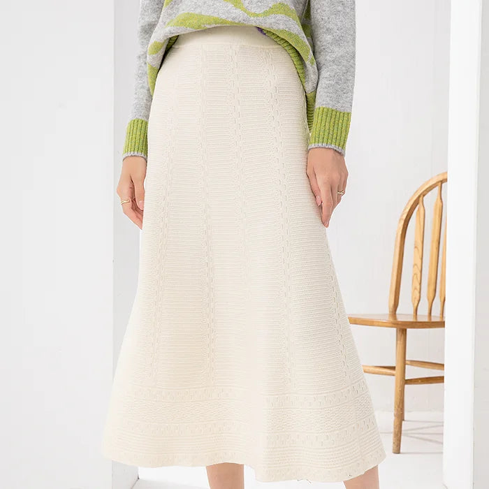 Custom Wholesale  Long Jacquard Hollow Skirt Knitted Viscose