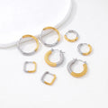 Trendy Minimalist Stainless Steel Non Tarnish Jewelry Wholesale 18K Gold Plated Waterproof Two Tone Simple Huggie Hoop Earrings