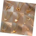 Korean Fashion Stainless Steel Heart Pendant Necklace Gold Plated Zircon Star Moon Stainless Steel Necklaces Jewelry for Women