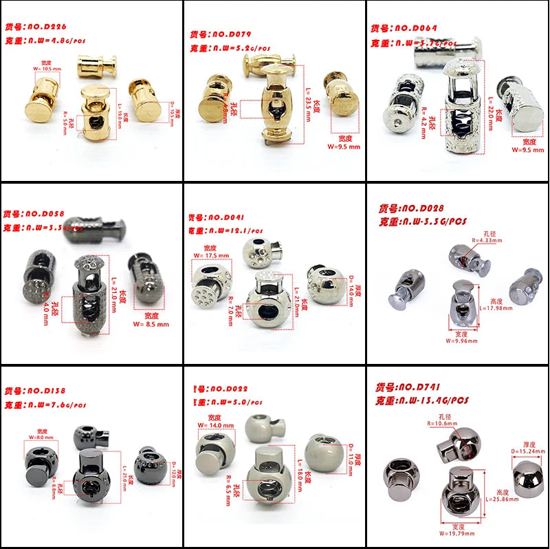 Factory Sale Directly Custom Colorful Garment Brass Rope Alloy Cord Stopper