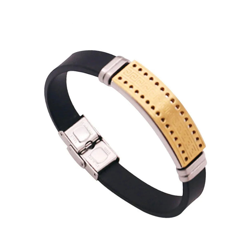 GJB276 France Romance Lover Couple Trending Jewelry 2021bracelet Men Stainless Steel Rubber Wristband Adjustable
