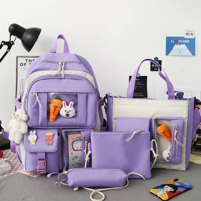 Hot Selling 4 in 1 Children Multi Pockets Pencil Pocket Tutorial Bags School Bags Backpack with Toys and Pendants