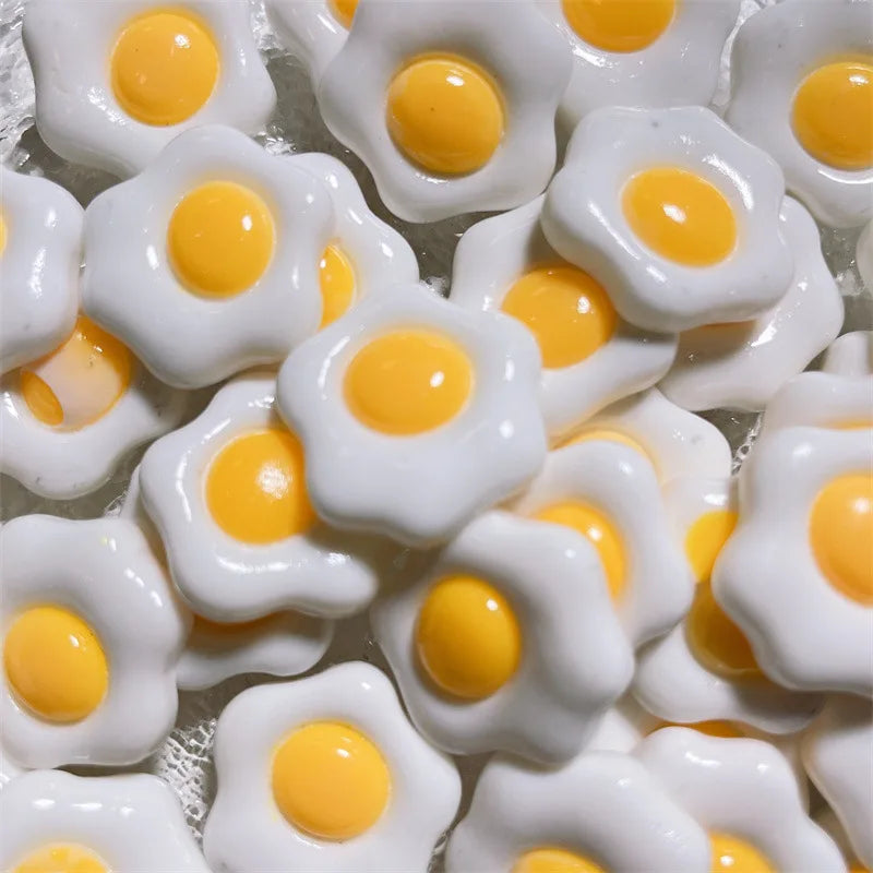 Resin Poached Egg Toy Model Fake Ostrich Egg Kitchen Toy Cute Simulation Lifelike Hand-painted Fried Eggs
