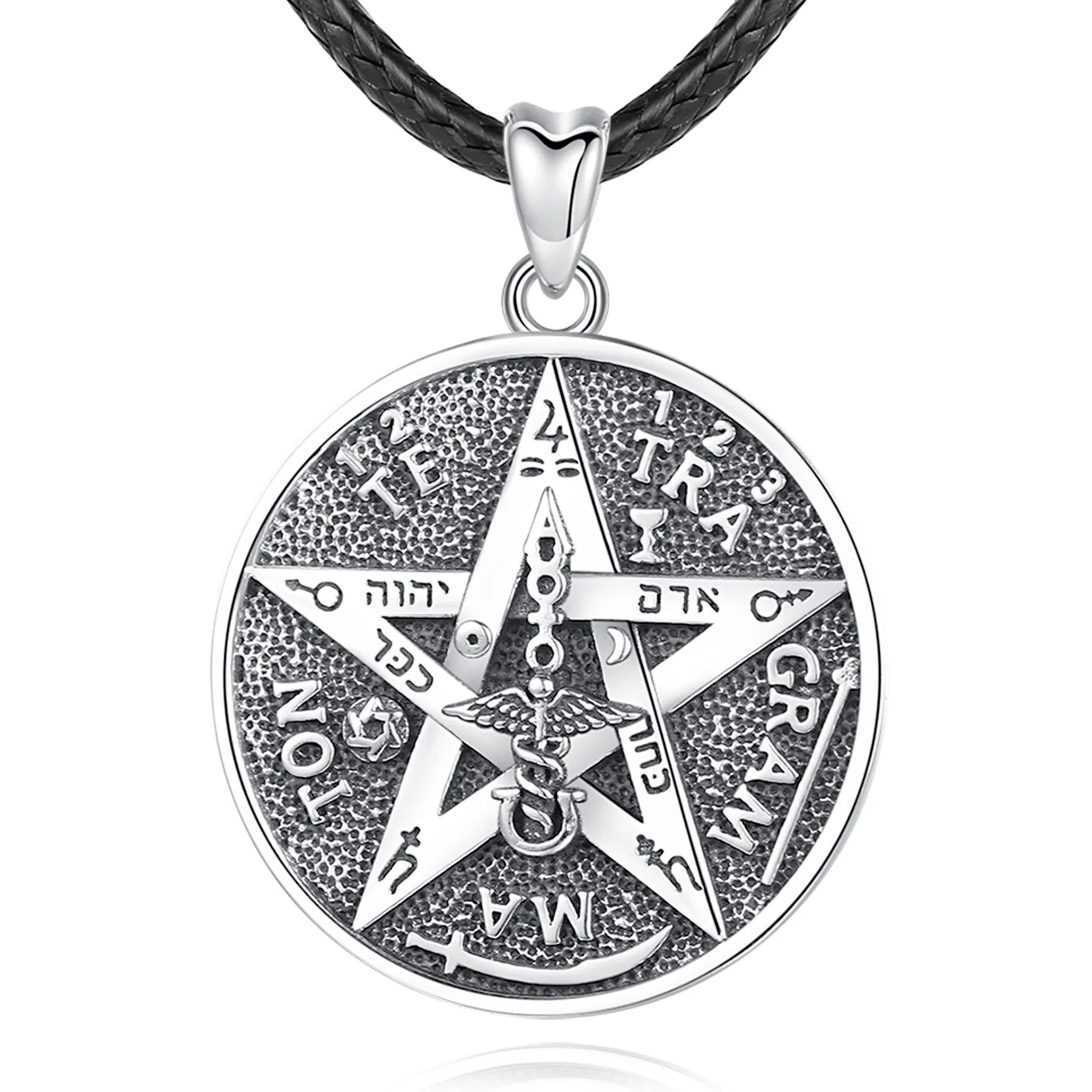 925 Sterling Silver Wholesale Guardian Star Amulet Energy Pentagram Tetragrammaton Necklace