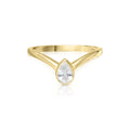 New Arrivals 18K Gold Plated 925 Sterling Silver Tear Drop Shaped Diamond Single Gemstone CZ Ring for Women