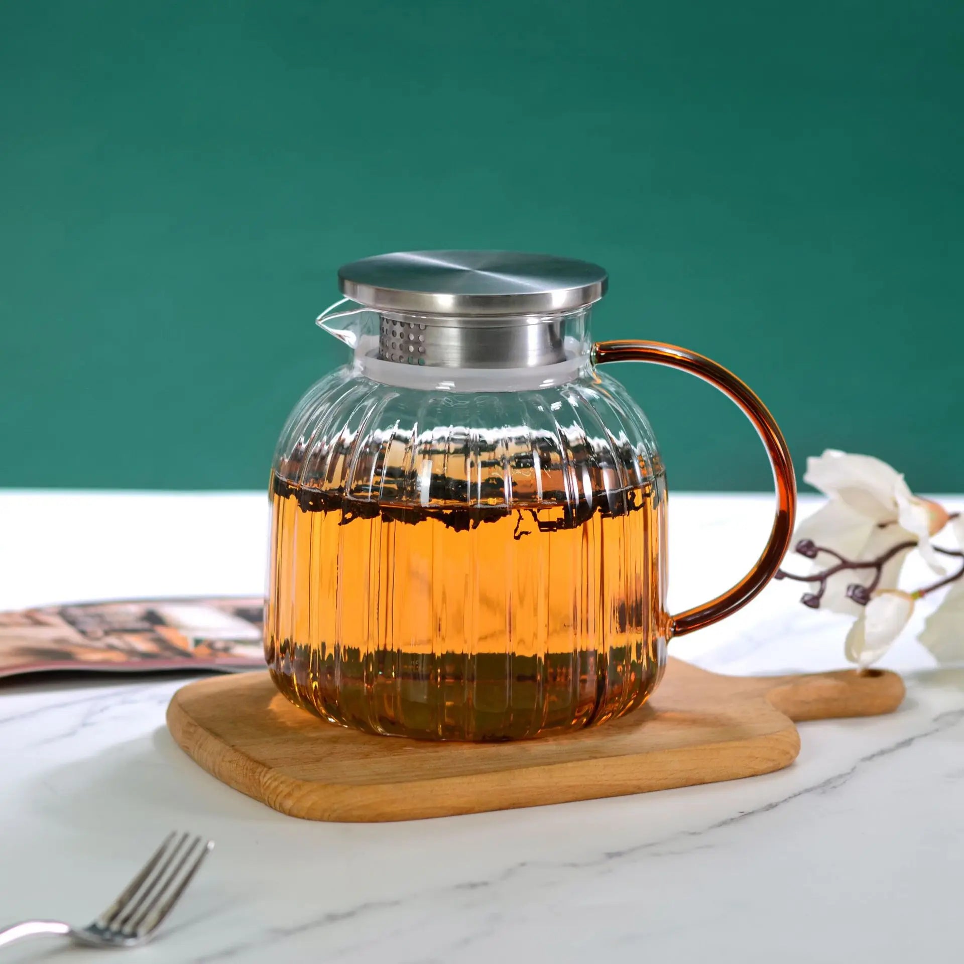 Hxglass Large Capacity Restaurant Tea Pot High Borosilicate Glass Water Pitcher Aesthetic Household Tea Pot Wholesale