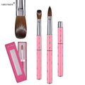 Customized logo Nail Art Pure Mink Hair Crystal Pen With Different Sizes Pink Diamond Metal Rod  Acrylic Brush Nail Art