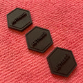 Hexagon Shape 3D Raised logo PVC Rubber Label2.5mm Thickness Rubber Clothing Tag With Sewing Channel