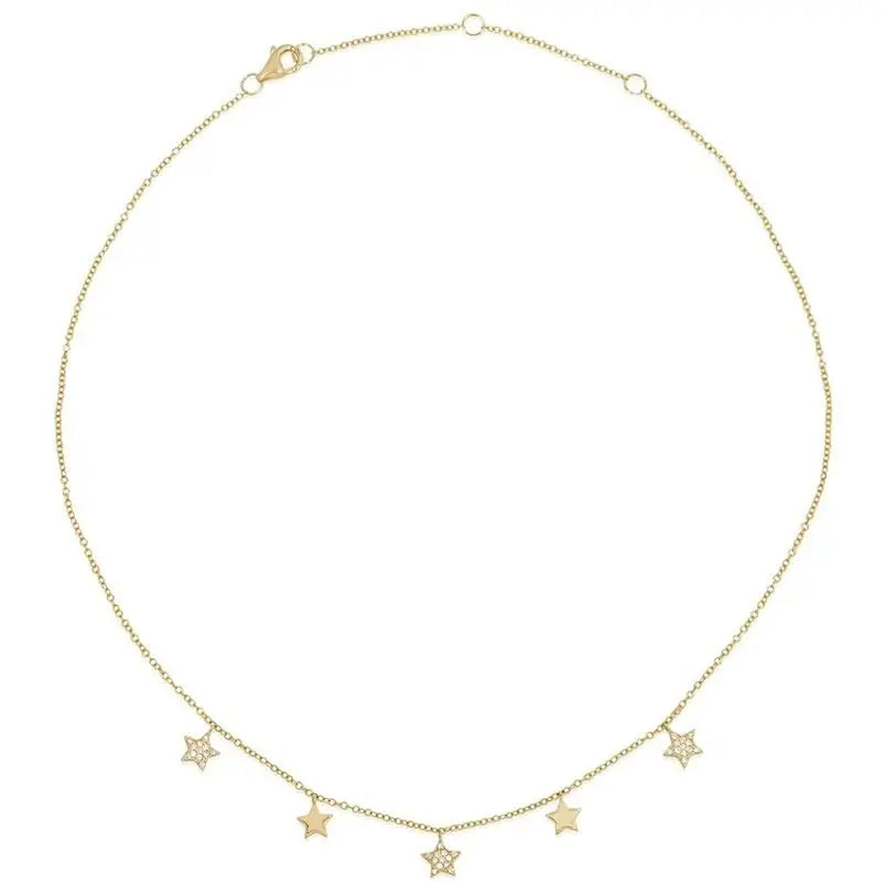 Gemnel Beautiful Woman 925 Silver Costume Jewelry 14k Gold Classic Star Choker Necklace