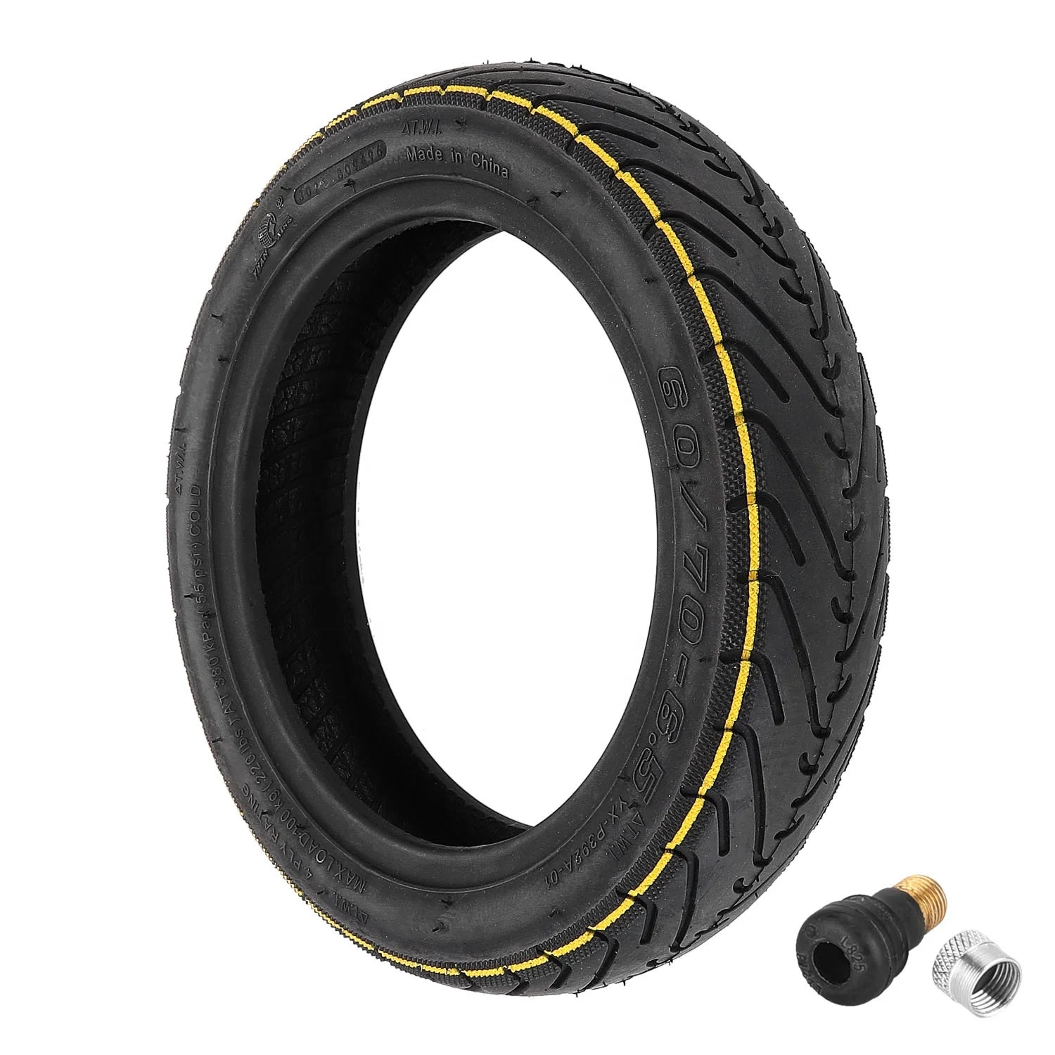 YUANXING 60/70-6.5 Vacuum Tyre with Air Nozzle/Valve 10 Inch Electric Scooter Rubber Tubeless Tire for Ninebot MAX G30 Scooter