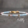 Fertility Faceted Crystal Beads Bracelet Rose Quartz Moonstone Aquamarine Bracelets Pregnancy IVF Gift Mom