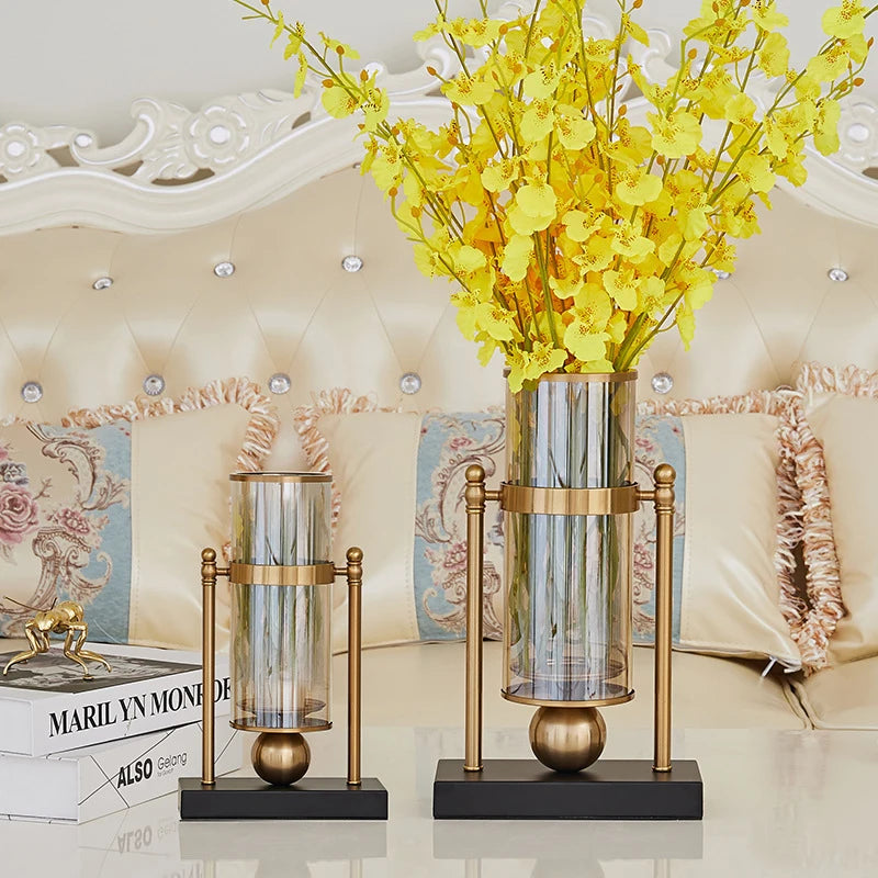 European Style Iron Electroplating Glass Vase