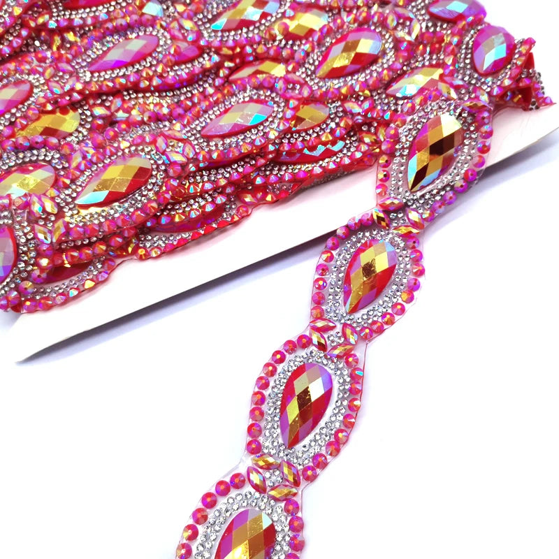 Wholesale Iridescent Resin Stone Trimming with Gel Back Resin Rhinestones Iron-on Carnival Craft Performance Dress Deco