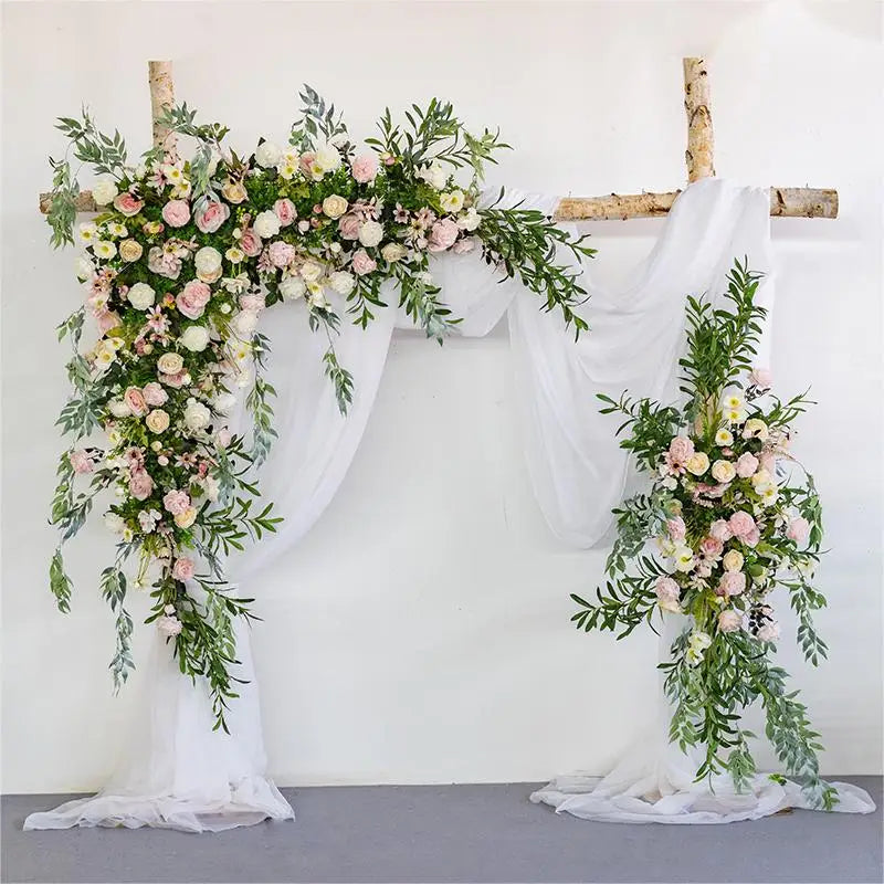 Wedding Outdoor Decoration Artificial Flower With Wooden Frame Arrangement Wedding Flower Arch