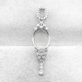 Sterling Silver 4*5+10*12mm Semi Mount Pendant Empty Frame Blank Support Setting S925 Base Without Center Stone for DIY Inlay